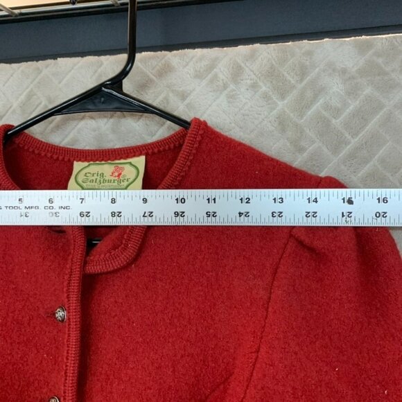 Drig Salzburger Womens Small Jacket Red Wool Button Up Austrian Vintage - Picture 7 of 15